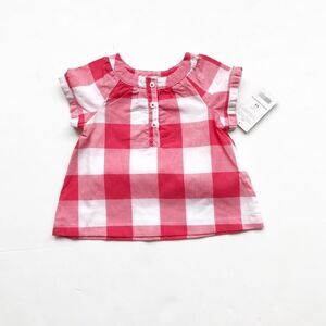 Carters NWT red/white buffalo plaid top 6 months